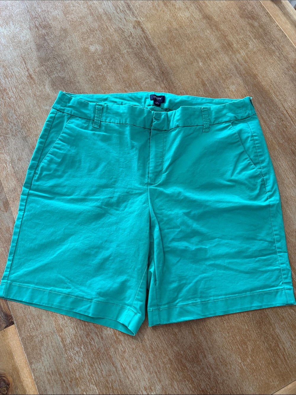 J Crew Bright Green Chino Classic Women’s Cotton Shorts Sz 14
